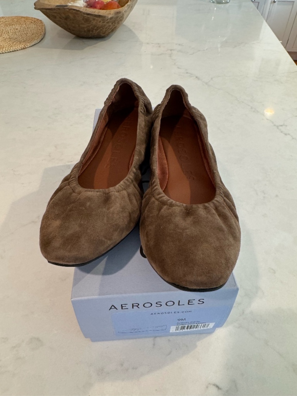 Aerosoles Antonia Brown Kid Suede Ballet Flat Size 9